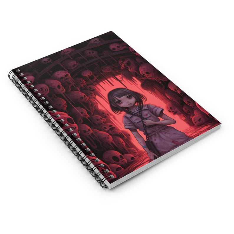 Kawaii Horror Spiral Notebook - Dark Aesthetic With Skull Design ...