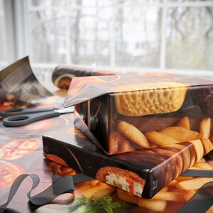 Großbritannien Essen Geschenkpapier, festliche Geschenkverpackung, einzigartiges Papier zum Thema Essen, Urlaub Verpackung Zubehör, Partydekoration, britische Kultur Bild 2