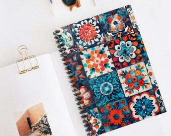 Bohemian Patterns Spiral Notebook - Free-Spirited Journal, Boho Chic Gift Idea, Artistic Design Diary, Hippie Vibes Notebook, Eclectic Style