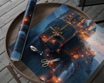 Dreamy Castles Wrapping Paper, Fantasy Gift Wrap for Birthdays, Holidays, and Special Occasions, Christmas Wrapping Paper, Gift Wrap