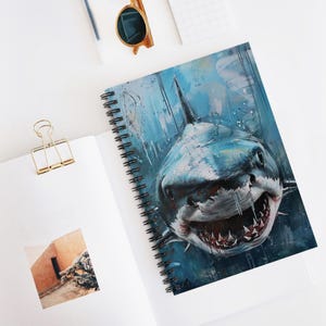 Shark Spiral Notebook - Ruled Lines, Ocean Lover&#39;s Journal, Gift for Marine Enthusiast, Unique Sketchbook, Ocean-Inspired Stationery