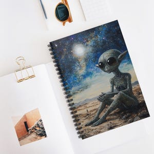 Quaderno a spirale Life as an Alien, diario di fantascienza, blocco note di arte cosmica, regalo per scrittori, appassionati dello spazio, amanti degli alieni, fantascienza