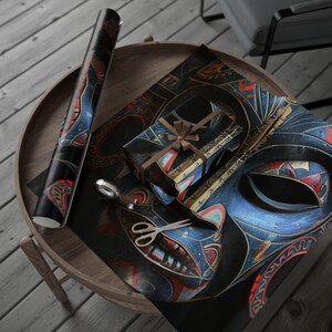 Tribal Medley Mask Wrapping Paper Roll | Unique Gift Wrap for Holidays, Birthdays, Special Occasions, Creative Arts Decor, Gift Wrap