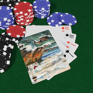 Naipes de póker de Maine: juego de cartas con temática costera, regalo para amantes del póker, decoración de casa de playa, naipes únicos, noche de juegos, noche de póker