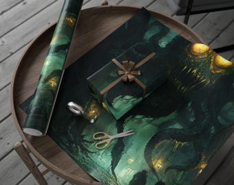 Papel de regalo con imágenes aterradoras: papel de regalo único para Halloween, fiestas, ocasiones especiales y presentaciones creativas.
