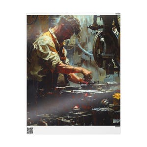 Mechanic Wrapping Paper, Unique Gift Wrap for Men, Handcrafted Style, Industrial Artwork, Perfect for Birthdays & Celebrations