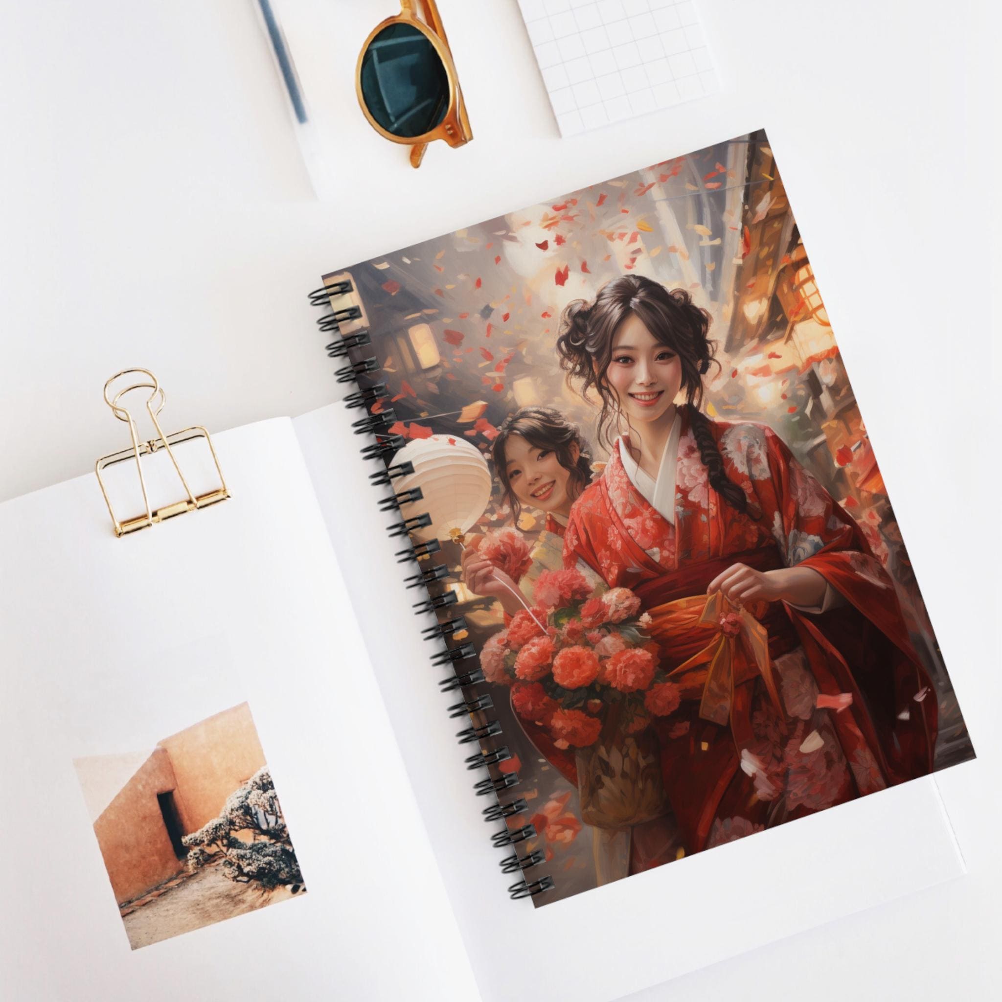 Japanese Celebrations Spiral Notebook - Vintage Asian Art, Cute Journal ...