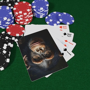 Cartas de Baralho Chimpanzé - Baralho Majestic Primate, Arte Detalhada de Chimpanzé e Cartas Inspiradas na Natureza, Jogo de Cartas Colecionável Exclusivo