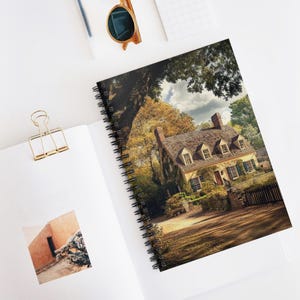 Colonial Williamsburg Spiral Notebook - Cozy House Design, Ideal for Journaling, Note-Taking, Gift for Writers, Fall Decor, Nature Lover