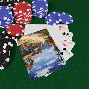 Naipes de Country Town Poker, regalo único para los amantes de las cartas, imprescindible para una noche de juegos, coleccionable divertido, estilo retro, para una noche de póker, para una noche de juegos