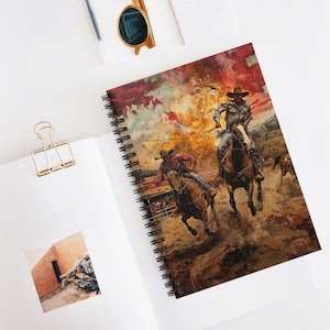 Wild West Rodeo Spiral Notebook - Ruled Line, Rustic Journal for Cowboys, Gift for Rodeo Fans, Western Decor, Notepad for Sketching, Horse