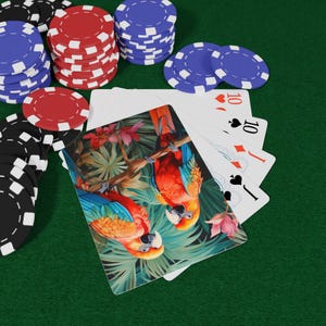 Conjunto de cartas de pôquer Tropical Birds, jogo de cartas exclusivo, entretenimento noturno divertido, presente perfeito para jogadores, baralho de cartas colecionável