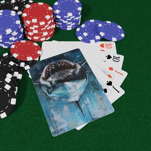 Haaienspeelkaarten - Ocean Predator Deck, Fierce Marine Life Art Cards, op de natuur geïnspireerde pokerset, cadeau voor haaienliefhebbers en -liefhebbers