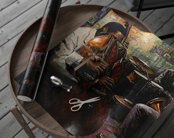 Jazz Club Wrapping Paper, Artistic Gift Wrap for Music Lovers, Unique Holiday Packaging, Vintage Art Print for Celebrations, Perfect for