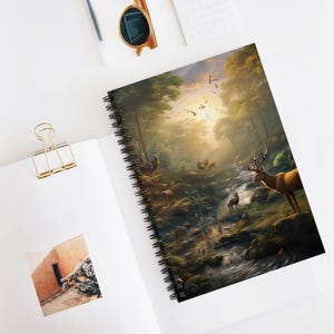 Wildlife Sanctuary Spiral Notebook for Journaling, Wildlife Sketching, Gifts for Nature Lovers, Eco-Friendly Stationery, Forest Themed