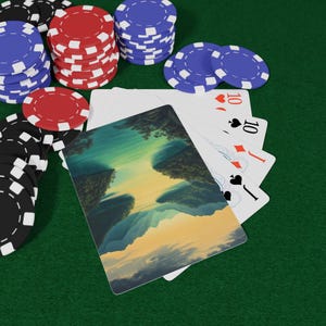 Lagunelandschappen speelkaarten - tropisch waterlandschap dek, serene kustkunstkaarten, op de oceaan geïnspireerde pokerset, cadeau voor natuurliefhebbers