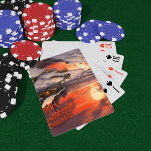 Juego de cartas de póker Country Winter, naipes decorativos, regalo único para gamers, noche de juegos familiares en vacaciones, arte de cartas coleccionables