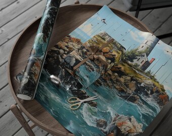 Papier cadeau Rhode Island, papier cadeau sur le thème de l'océan, papier cadeau marin pour les fêtes, papier cadeau pour amoureux de la plage, décoration bord de mer, papier cadeau fait main