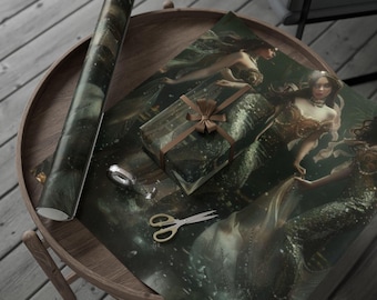 Mermaid Maiden Wrapping Paper, Elegant Gift Wrap for All Occasions, Birthday, Holiday, Wedding, Baby Shower Wrapping Paper