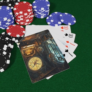 Time Weaver Workshop トランプ - テンポラルファンタジーデッキ、シュールなクロックワークアートカード、タイムトラベルギフト、コレクター向けポーカーカードセット