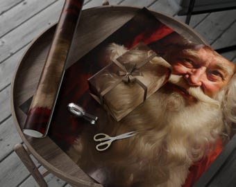 Papel de regalo de Papá Noel, Papel de regalo navideño, Diseño de Papá Noel, Empaque navideño, Papel de regalo navideño, Decoración de cestas de regalo, Envoltura de regalos