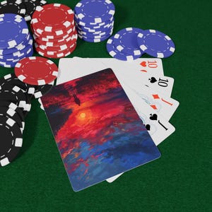 Cartas de Baralho Chasing Sunsets - Baralho com Arte Vibrante do Pôr do Sol, Cartas Cênicas Inspiradas no Crepúsculo e na Natureza, Jogo de Cartas Colecionável Exclusivo, Noite de Jogos