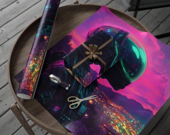 Alien Encounters Wrapping Paper - Sci-Fi Mystery Gift Wrap, Extraterrestrial Theme, UFO Sighting Art, Space Adventure, Cosmic Decor