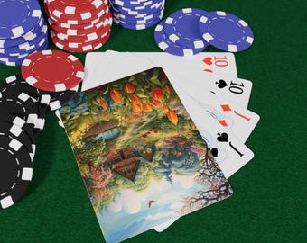 Spring Garden Poker Playing Cards, Unique Playing Cards for Game Night, Floral Art Playing Cards, Gift for Poker Lovers, Fun Family Game