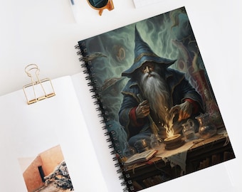 Wizards Spiral Notebook for Magical Notes, Fantasy Journal, Writing Diary, Gift for Fantasy Lovers, Spellbook Style, Fun Sketchbook, Diary