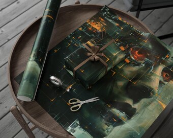 Technologie-Echos Geschenkpapier | Einzigartige Geschenkverpackung für Tech-Liebhaber, kosmisches Thema, modernes Design, perfekt für Geburtstage, Feiertage, besondere Anlässe