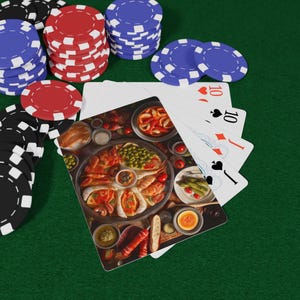 スペイン料理ポーカーをテーマにしたトランプ - ゲーマーやカード愛好家へのプレゼントに最適、カジノナイト用品、ポーカーアクセサリー、ゲームナイトの楽しみ