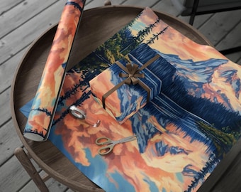 Mount Rainier Geschenkpapier, umweltfreundliche Geschenkverpackung, Naturthema, Urlaubsverpackung, Geschenk für Outdoor-Enthusiasten, Geschenkverpackung für Geburtstagsfeier