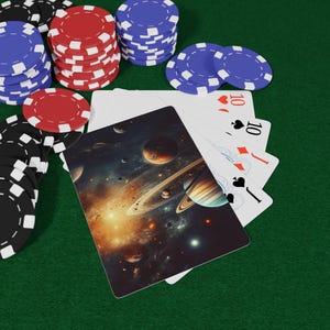 太陽系ポーカートランプ - ゲームナイトに最適な宇宙テーマカード、ポーカー愛好家へのユニークなギフト、宇宙パーティー用品、占星術デッキ