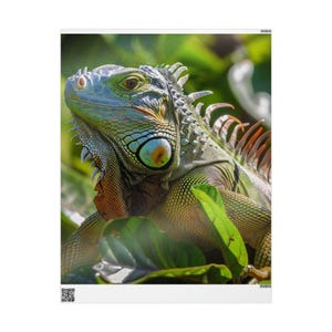 Papier do pakowania Iguana, Unikalne opakowanie na prezent, Ekologiczne opakowanie, Motyw dżungli, Miłośnicy zwierząt, Urodziny, Papier do pakowania na święta
