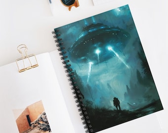 Sci Fi Scares Spiral Notebook, Sci-Fi Journal, Space Lover Gift, Unique Writing Journal, Cool School Supplies, Art Notebook