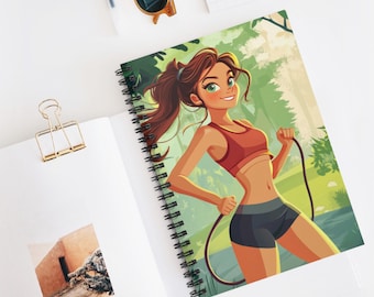 Fitness Fun spiraal notitieboek - gelijnde lijn, motiverend dagboek, trainingsplanner, sportschooldagboek, oefenlogboek