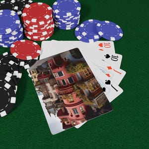 Zwitserse architectuur pokerspeelkaarten, unieke kaartspellen, cadeau voor gamers, Casino Night Essential, vintage kaartverzamelobjecten, speelkaarten