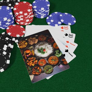 India Food Poker Spielkarten Set | Großartiges Geschenk für Kartenspiel-Liebhaber, Game Night Essentials, Kasino-Themaparty, einzigartige Sammlerstücke, Brett