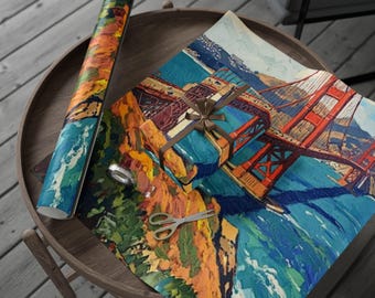 Golden Gate Views Wrapping Paper, Colorful Gift Wrap, Unique Gift Wrap for Birthdays, Holidays, Art Lovers, Decorative Paper, Gift Wrap