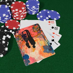 Naipes de póker diseñados para jugadores de cartas, noches de juego, coleccionistas, obras de arte únicas y diversión familiar.
