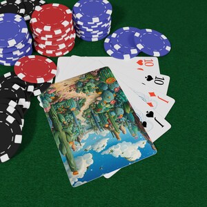 Naipes Cactus Wonderland - Baraja botánica desértica, cartas con suculentas caprichosas, juego de póker con naturaleza vibrante, regalo para amantes de las plantas