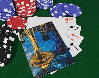 Space Needle Poker Playing Cards - Unique Deck for Game Night, Gift for Card Lovers, Casino Theme, Fun Family Gatherings, Poker Night