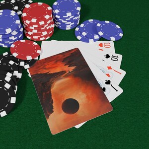 Burnt Horizon-pokerspeelkaarten - uniek art-deck voor game-avond, astral design, cadeau voor pokerliefhebbers, kaartenset voor verzamelaars, gameplezier