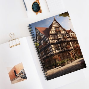 German Architecture Spiral Notebook - Ruled Line, Personalized Journal, Vintage Style, Writing Gifts, Stationery for All Occasions