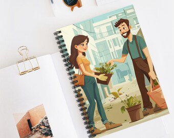 Community Service Spiral Notebook - Plant Lover's Journal, Eco-Friendly Notebook, Nature Lovers Gift, Green Thumb Planner, Charity Work
