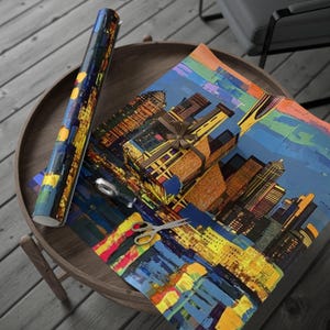 Seattle Skyline Wrapping Paper Roll, Colorful Gift Wrap for Birthdays, Holidays, Special Occasions, Party Supplies, Eco-Friendly Gift Wrap