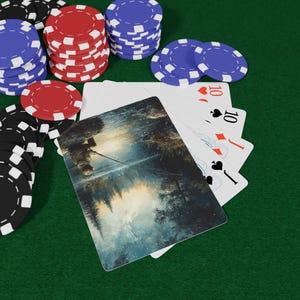 Fishing in the Wild-speelkaarten: rustige meren, schilderachtige rivieren en buitenavonturen, natuurdek, game-avond, pokeravond, speelkaarten