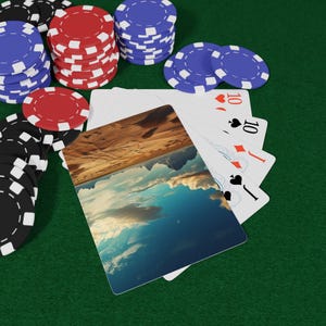 Juego de naipes "Paisajes desérticos" / Diseño único para gamers, regalo para una noche de póker, juegos de cartas, naipes coleccionables, as de picas