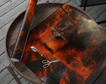 Papel de regalo con ilusión infernal, papel de regalo único para Halloween, cumpleaños, decoración artística, embalaje de regalo artístico, papel de regalo