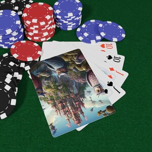 Jeu de cartes à jouer Owl Kingdom - Château de conte de fées et design fleuri, parfait pour les soirées jeux, cadeaux pour les joueurs, les amateurs de poker, s'amuser en famille